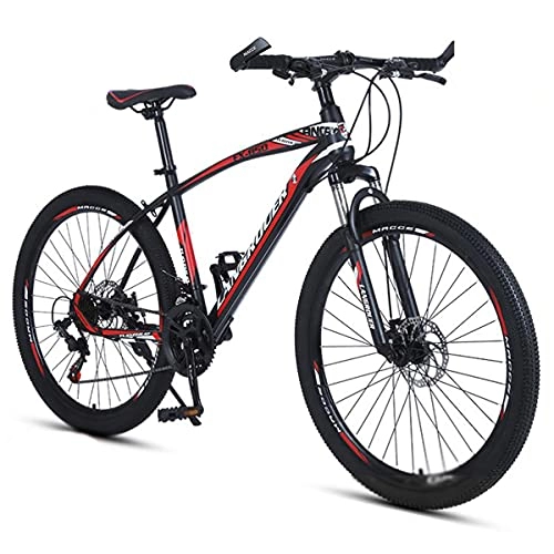 Mountain Bike : Mountain Bike Bicicletta MTB Adulti Bicicletta Da Mountain Bike 21 / 24 / 27 Velocità Con Freno A Disco 26 Pollici Ruote A Bordo In Lega Con Chiusura A Sospensione Bloccabile(Size:27 Speed, Color:Red)