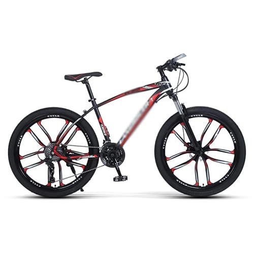 Mountain Bike : Mountain Bike Bicicletta MTB Bicicletta Da 26 Pollici Con 21 / 24 / 77-velocità Bicicletta Interamente Terrain Con Doppio Disco Freno Per Un Percorso, Sentiero E Montagne Bici D(Size:21 Speed, Color:rosso)