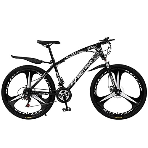 Mountain Bike : Mountain Bike Bicicletta MTB Bicicletta da Uomo Ruote da 26 Pollici Telaio in Acciaio al Carbonio MTB Bicicletta 21 / 24 / 77-velocità con Doppio Disco Freno A Disco E Forchetta(Size:24 Speed, Color:Nero)