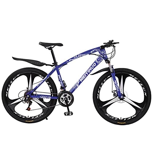 Mountain Bike : Mountain Bike Bicicletta MTB Biciclette da Montagna da Uomo, Ruote da 26 Pollici 21 / 24 / 27 velocità MTB Bike, Telaio in Acciaio al Carbonio Ad Alta Resistenza con Doppia Forc(Size:21 Speed, Color:Blu)