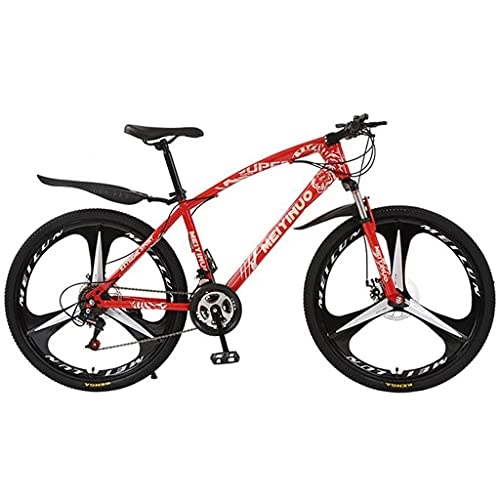 Mountain Bike : Mountain Bike Bicicletta MTB Bike da 26 Pollici 21 / 24 / 27-velocità per Telaio in Acciaio al Carbonio Uomo con Doppio Disco Freno E Forcella A Sospensione(Size:24 Speed, Color:Rosso)