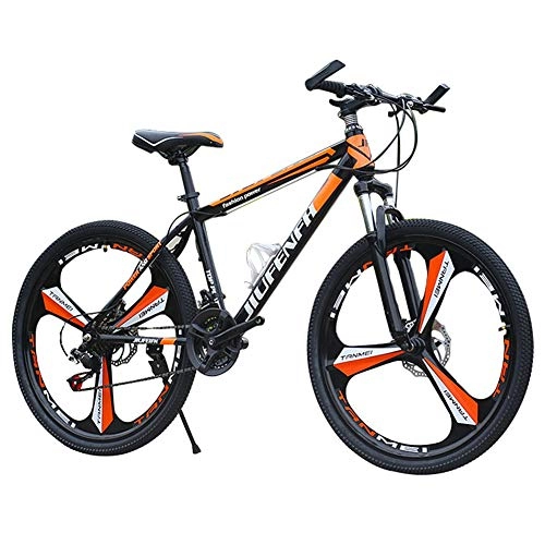 Mountain Bike : Mountain Bike, Bicicletta Sportiva da Montagna da 24 pollici a 21 velocità, telaio in acciaio al carbonio, sospensione forcella anteriore con funzione di bloccaggio, freni a doppio disco (Arancione)
