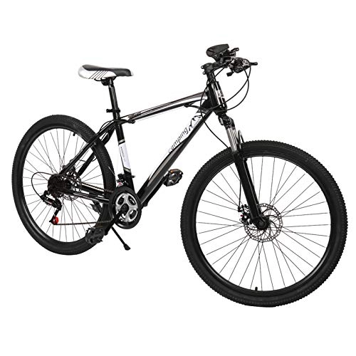 Mountain Bike : Mountain Bike biciclette 26 pollici 21 velocità Mountain Bike forte telaio in acciaio al carbonio con freno a disco, aspetto elegante (bianco e nero)