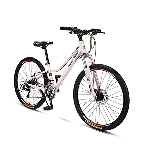 Mountain Bike : Mountain Bike, Bike In Mountain Bike Da 26 Pollici, 24 Velocità Sospensione Integrale Studente Promodorante Bike Dual Disc Freni A Disco In Acciaio Ad Alta Carbonio Bike Sportive All'apert(Color:Rosa)