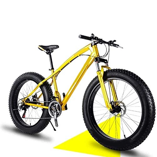 Mountain Bike : Mountain bike da 24 pollici, bicicletta con doppio freno a disco, bici da montagna con pneumatici grassi con telaio in acciaio ad alto tenore di carbonio, bici antiscivolo ( Color : Yellow )
