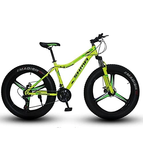Mountain Bike : Mountain bike da 26 pollici, bici da neve, bici da strada, pneumatici grassi per adulti, bici da strada a 21 velocità, telaio in acciaio ad alto tenore di carbonio, doppio freno a disco (giallo1)