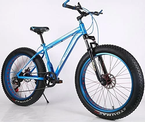Mountain Bike : Mountain bike da 66 cm, mountain bike da uomo con telaio in alluminio, per adulti Fat Tire Mountain Trail Bike - doppio freno a disco (blu)