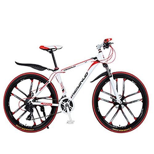 Mountain Bike : Mountain bike da uomo da 26 pollici, biciclette con freni a disco, mountain bike professionali ultraleggere e resistenti in lega di alluminio, una variet di forme tra cui scegliere, 24 / white~red, alloy