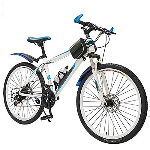 Mountain Bike : Mountain Bike Da Uomo E Da Donna, Ruote Da 20, 24, 26 Pollici, Marce 21-27, Telaio In Acciaio Ad Alto Tenore Di Carbonio, Doppia Sospensione, Blu, Verde E Rosso ( Color : Blue , Size : 20 inches )