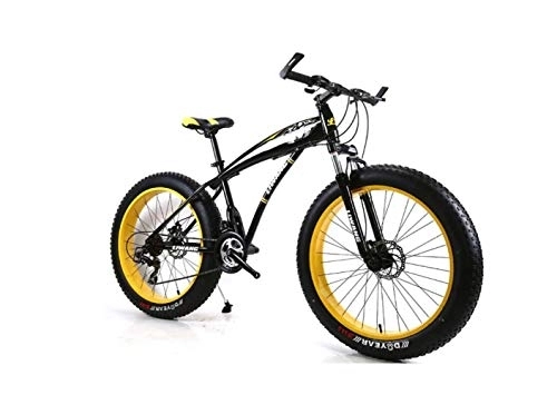 Mountain Bike : Mountain Bike Hardtail Mountain Bike 7 / 21 / 24 / 27 velocità Mens MTB Bike 24 Pollici Fat Tire Bicicletta da Strada Pedali da Bici da Neve con Freni a Disco e Forcella Ammortizzata, Blackyellow,