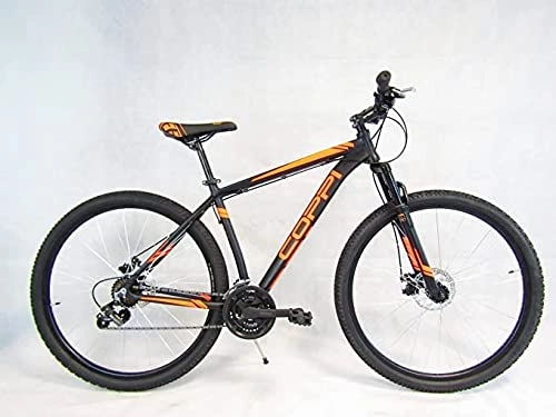 Mountain Bike : Mountain bike mtb 29'' bicicletta bici in alluminio cambio shimano 21v forcella ammortizzata taglia S (cm 155 / 170) (41 (mt.1, 55 / 1, 70), nero / arancione)