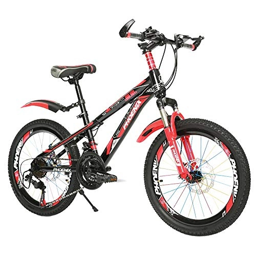 Mountain Bike : Mountain Bike per bambini, acciaio ad alto tenore di carbonio 21 Biciclette a velocità variabile, Ragazzo / Ragazza 20 '' Road Bike Disc Brake Damping Mountain Bikes Racing - Nero Rosso