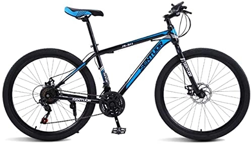 Mountain Bike : Mountain bike, ruota a raggi da 26 pollici per mountain bike fuoristrada bicicletta leggera da corsa a velocità variabile Telaio in lega con freni a disco (colore: nero blu, dimensioni: 21 velocità)