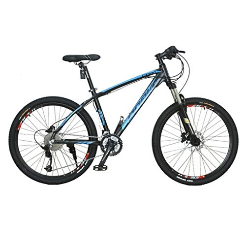 Mountain Bike : Mountainbike Bici Bicicletta MTB 26inch Mountain bike, lega di alluminio Biciclette, 17" Frame, doppio freno a disco e sospensione anteriore, 27 Velocità MTB Mountain Bike ( Color : Black+blue )