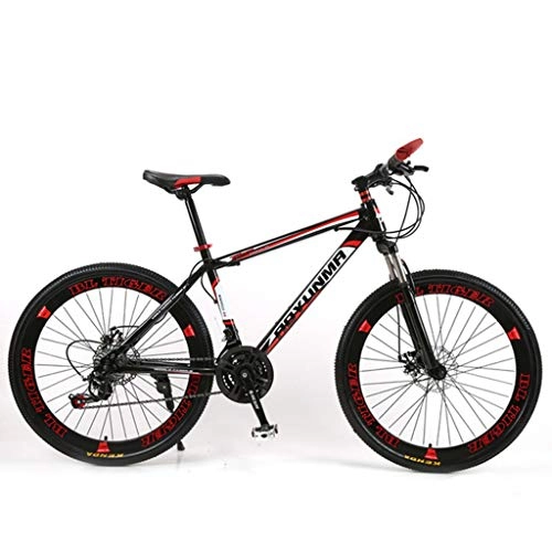 Mountain Bike : Mountainbike Bici Bicicletta MTB Mountain Bike, Biciclette Telaio acciaio al carbonio, doppio freno a disco e forcella anteriore, 26inch Spoke Wheel MTB Mountain Bike ( Color : Red , Size : 27-speed )