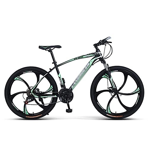 Mountain Bike : MQJ Bicicletta per Adulti Mountain Bike da 26 Pollici Biciclette Uomo e Donna 21 / 24 / 27 Velocità Dual Disc Freno a Disco / Verde / 24 Velocità
