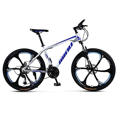 Mountain Bike : MW Bicicletta, Mountain Bike, Bicicletta della Strada, Hard Tail Bike, 26 Pollici Bici, Acciaio al Carbonio Studente Bike, 21 / 24 / 27 / 30 Speed ​​Bike, White Blue, 21 Speed