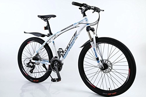 Mountain Bike : MYTNN - Bicicletta Mountain Bike con Telaio in Alluminio da 26", Cambio Shimano a 21 Marce, Blocco su forcelle a Molla, Bicicletta con Freni a Disco, con parafanghi, Bianco