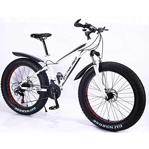 Mountain Bike : MYTNN Fatbike New Style 2019 26 pollici 21 marce Shimano Fat Tyre Mountain Bike 47 cm RH Snow Bike Fat Bike (bianco)