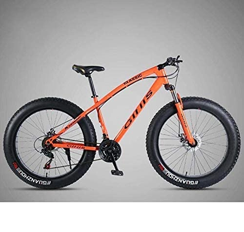Mountain Bike : N&I Bicycle 26 inch Bicycle Mountain Bike Hardtail for Men's Womens Fat Tire MTB Bikes High-Carbon Steel Frame Shock-Absorbing Front Fork And Dual Disc Brake Orange 30 Speed Black 21 Speed