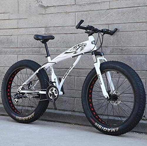 Mountain Bike : N&I Bicycle Fat Tire Mountain Bike Bicycle for Men Women Hardtail MBT Bike High-Carbon Steel Frame And Shock-Absorbing Front Fork Dual Disc Brake A 26 inch 24 Speed E 24 inch 7 Speed