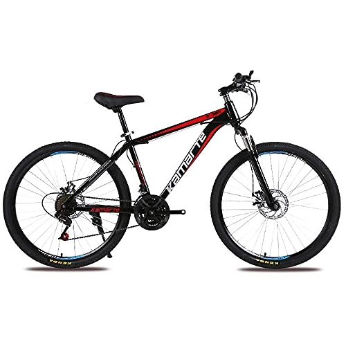 Mountain Bike : N&I Bicycle High Carbon Steel Mountain Bike Adult 24 / 26 inch Disc Brake 21 / 24 / 27 Speed Outdoor Couple Student Bicycle Red 26 inch 21 Speed