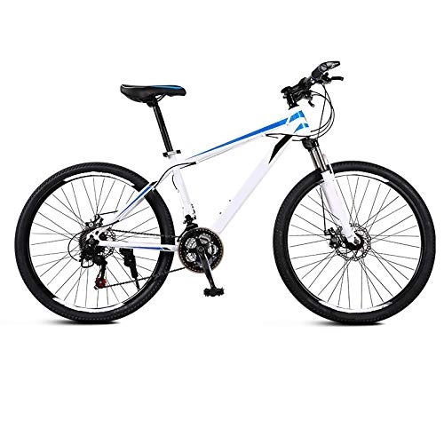 Mountain Bike : ndegdgswg Mountain Bike Bicicletta, adulto doppio disco olio bicicletta telaio in lega di alluminio velocità variabile Off Road Vehicle 26 pollici 30 velocità bianco blu