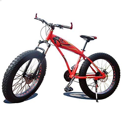 Mountain Bike : Oanzryybz Alta qualità 4, 0 Pneumatico Largo Spessore Ruota Mountain Bike, Snowmobile ATV off-Road Biciclette, 24 pollici-7 / 21 / 24 / 27 / 30 velocità (Color : Red, Size : 24)