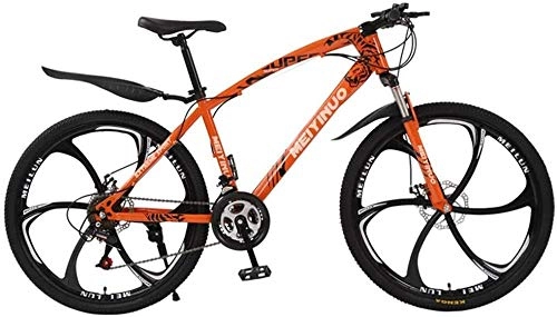Mountain Bike : PAXF Carbon-Rich Steel Strong 26 inch Mountain Bike Fully Suitable from 150 cm-185cm Disc Brake Front And Rear Full Suspension Boys-Men Bike with Front And Rear Fender-Orange