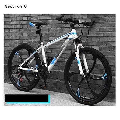 Mountain Bike : Qinmo Adulti Cruiser Bike, Doppio Freno a Disco 24 / 26 Pollici Hardtail Mountain Bike Alta Acciaio al Carbonio Telaio 21 / 24 / 27 velocit Sedile Regolabile (Color : White Blue)