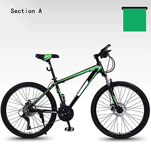 Mountain Bike : Qinmo Adulti Mountain Bike, Heavy-Duty Ammortizzante della Forcella Anteriore da 26 Pollici velocit Biciclette Lega Leggera di Alluminio Telaio 24 / 27 / 30 velocit Doppio Disco Ultra (Color : Green)