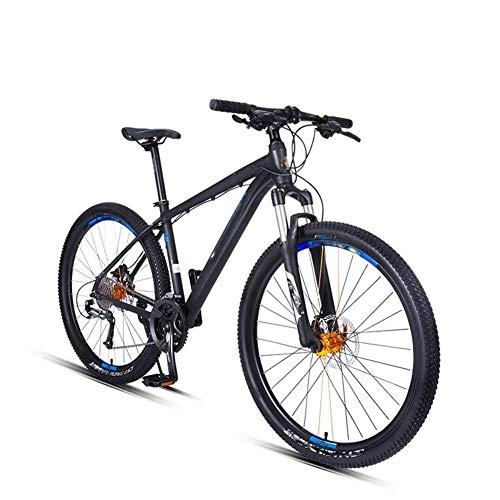 Mountain Bike : Qinmo Mountain Bike, con Serratura Forcella Anteriore 27.5 Pollici Adulti Biciclette Lega a Doppio Freno a Disco Telaio in Alluminio 27 velocit (Color : Blue)