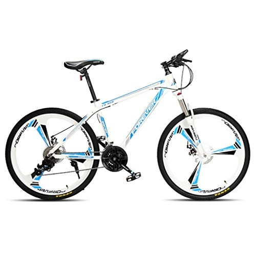 Mountain Bike : Qj Mountain Bike Bicicletta 30 velocità MTB 26 Pollici Telaio in Lega di Alluminio Sospensione Bici, White Blue