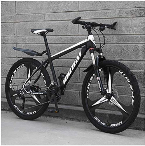 Mountain Bike : QuGuanGe, mountain bike da uomo, 26 pollici, 21 velocità, in acciaio al carbonio, mountain bike con sospensione anteriore, sedile regolabile, 21 velocità (nero)