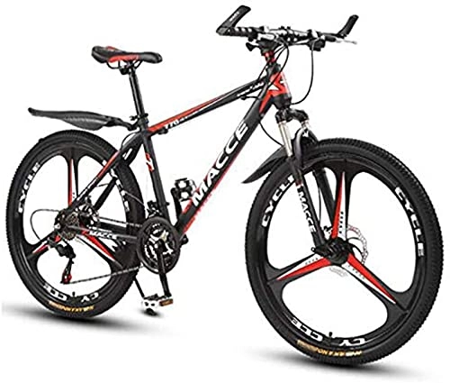 Mountain Bike : RDJSHOP Mountain Bike 21 velocità, 26 Pollici Ruota a 3 Razze MTB, Telaio in Acciaio al Carbonio, Bicicletta da Montagna con Freni a Doppio Disco, Red
