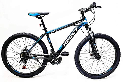 Mountain Bike : Reset Bicicletta Mountain Bike MTB Ragazzo 26" 21V Front Suspension Nero e Blu
