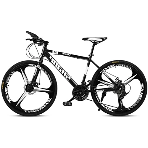 Mountain Bike : RSDSA Adultmountain Bike, Carbonio Steelmountain Bike 21 / 24 / 27 Velocità Bicicletta Completa Sospensione MTB Ingranaggi Doppio Disco Brakesmountain Bicicletta, Nero, 21speed