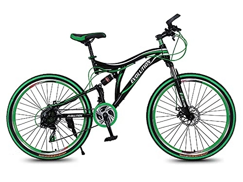 Mountain Bike : SHUI Bici da Strada da 26 Pollici Mountain Bike, Ruote a Raggio 21 velocità Doppia Bicicletta Freno a Disco Green