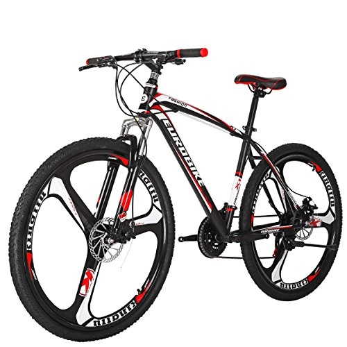 Mountain Bike : SL Hardtail Mountain Bikes, X1 21 marce, bicicletta da 27, 5 pollici, ruote a 3 razze doppia sospensione (rosso)