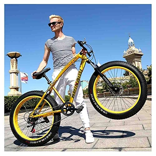 Mountain Bike : SOAR Mountain Bike Mountain Bici della Bicicletta MTB Adulti Beach motoslitta Biciclette for Uomini e Donne 24IN Ruote Regolabile velocità Doppio Freno a Disco (Color : Gold, Size : 7 Speed)