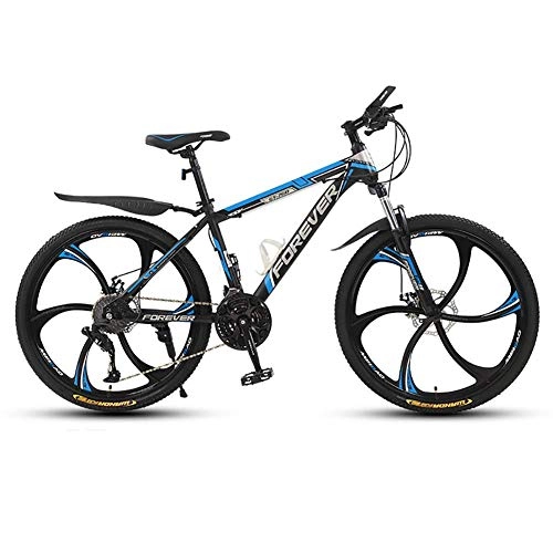 Mountain Bike : SXXYTCWL Bicicletta, 26inch Mountain Bike, Bike a Doppio Disco Mountain Bike, 24 velocità 6 Coltello Bicicletta, MTB, Blu Nera jianyou