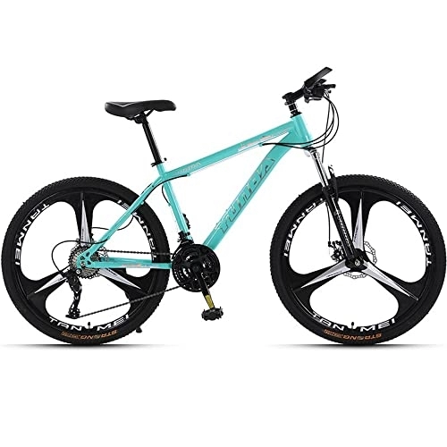 Mountain Bike : TAURU Mountain Bike da strada da 24 pollici, doppio freno a disco, telaio in acciaio al carbonio mountain bike (24 velocità, blu)
