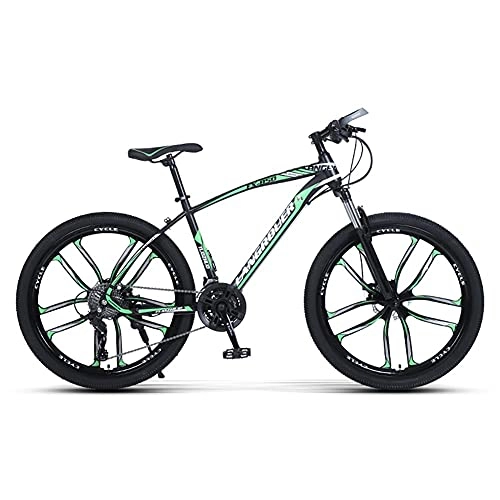 Mountain Bike : TBNB Mountain Bike da Uomo Adulto da 26 Pollici, 21 velocità, Freno a Disco, Biciclette da Strada, Forcella Ammortizzata, Bici da Corsa, Colori Multipli (Verde 26 pollici / 21 velocità)
