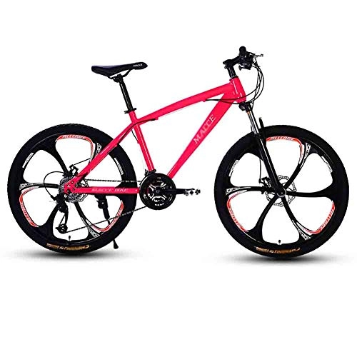 Mountain Bike : TOOLS Mountain Bike Bici da Strada Bici Adulta Mountain Bike MTB Strada Biciclette for Uomini e Donne 26in Ruote Regolabile velocità Doppio Freno a Disco (Color : Pink, Size : 27 Speed)