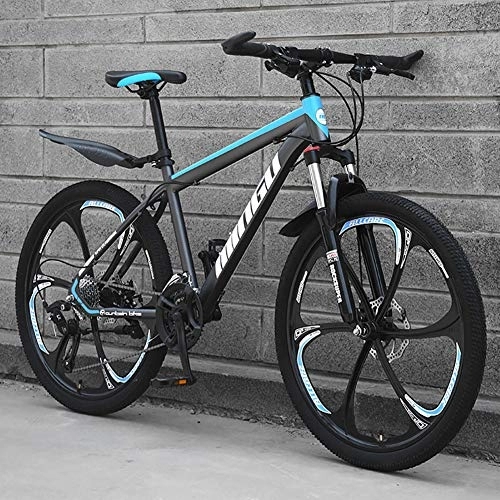 Mountain Bike : TOPYL 26 Pollici Uomini's Mountain Bike, Alto-Carbonio Steelhardtail Mountain Bike, Città Bike, Bicicletta da Montagna con Sospensione Anteriore Sedile Regolabile Cyan - 6 Spoke 21 velocità