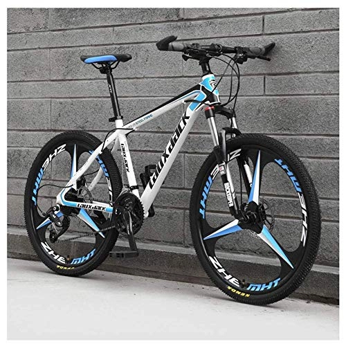 Mountain Bike : TYXTYX Sport all'Aria Aperta Mountain Bike 26 Pollici, 3 Ruote a Raggi con Freni a Doppio Disco, Bici Pieghevole a Sospensione Anteriore 27 velocità MTB, Blu