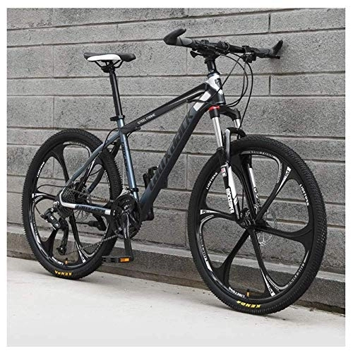 Mountain Bike : TYXTYX Sport all'Aria Aperta Mountain Bike a 21 velocità 26 Pollici Ruota a 6 Razze Sospensione Anteriore Freno a Doppio Disco MTB Bicicletta, Grigio