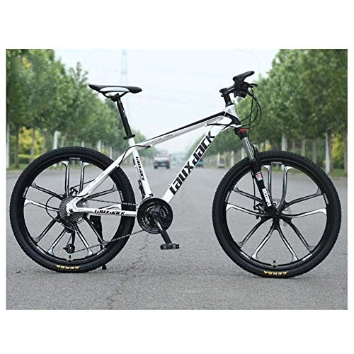 Mountain Bike : TYXTYX Sport all'Aria Aperta MTB Sospensione Anteriore Cambio a 30 velocità Mountain Bike Ruota a 10 Razze da 26"con Doppi Freni a Olio e Telaio in Acciaio ad Alto tenore di Carbonio, Bianco