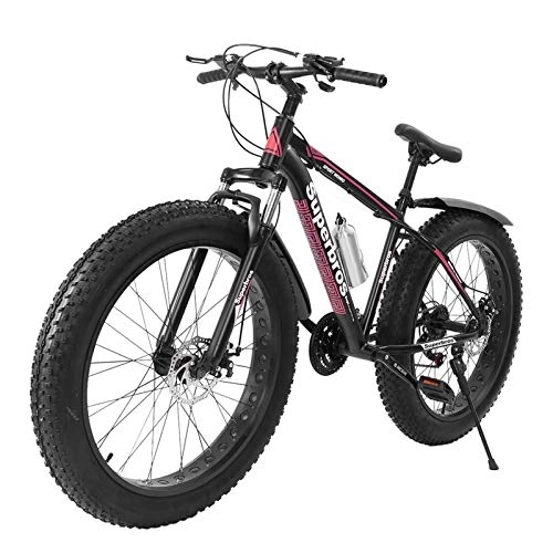 Mountain Bike : WIYP Grasso Pneumatico Mens Mountain Bike di Alta qualità 21 velocità Mountain Bike 17 Pollici Bici Grasso Pneumatico da Spiaggia Bicicletta Shock assorbuto Bicicletta # s (Color : Black)