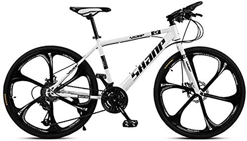 Mountain Bike : WJH 26 Pollici per Adulti Mountain Bike, Una variabile Ruota off-Road velocità Uomini e Donne Biciclette, Bianca, 21 Speed 26 Inches